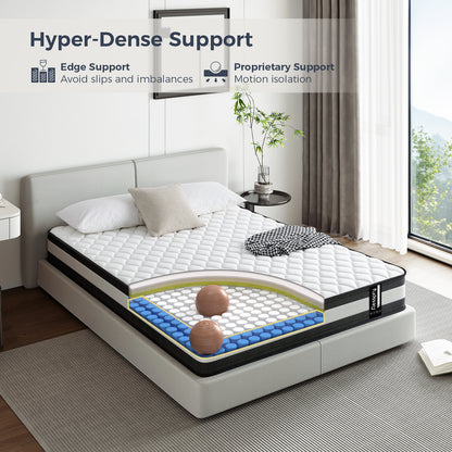 Resspry 8.7 Inch Hybrid Mattress With Breathable Memory Foam,Individually Pocket Spring