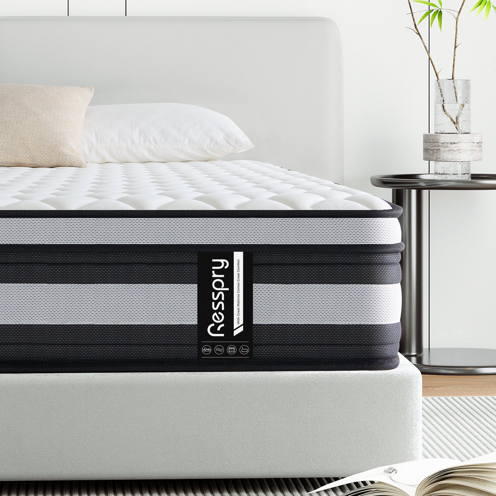 Resspry 8.7 Inch Hybrid Mattress With Breathable Memory Foam,Individually Pocket Spring