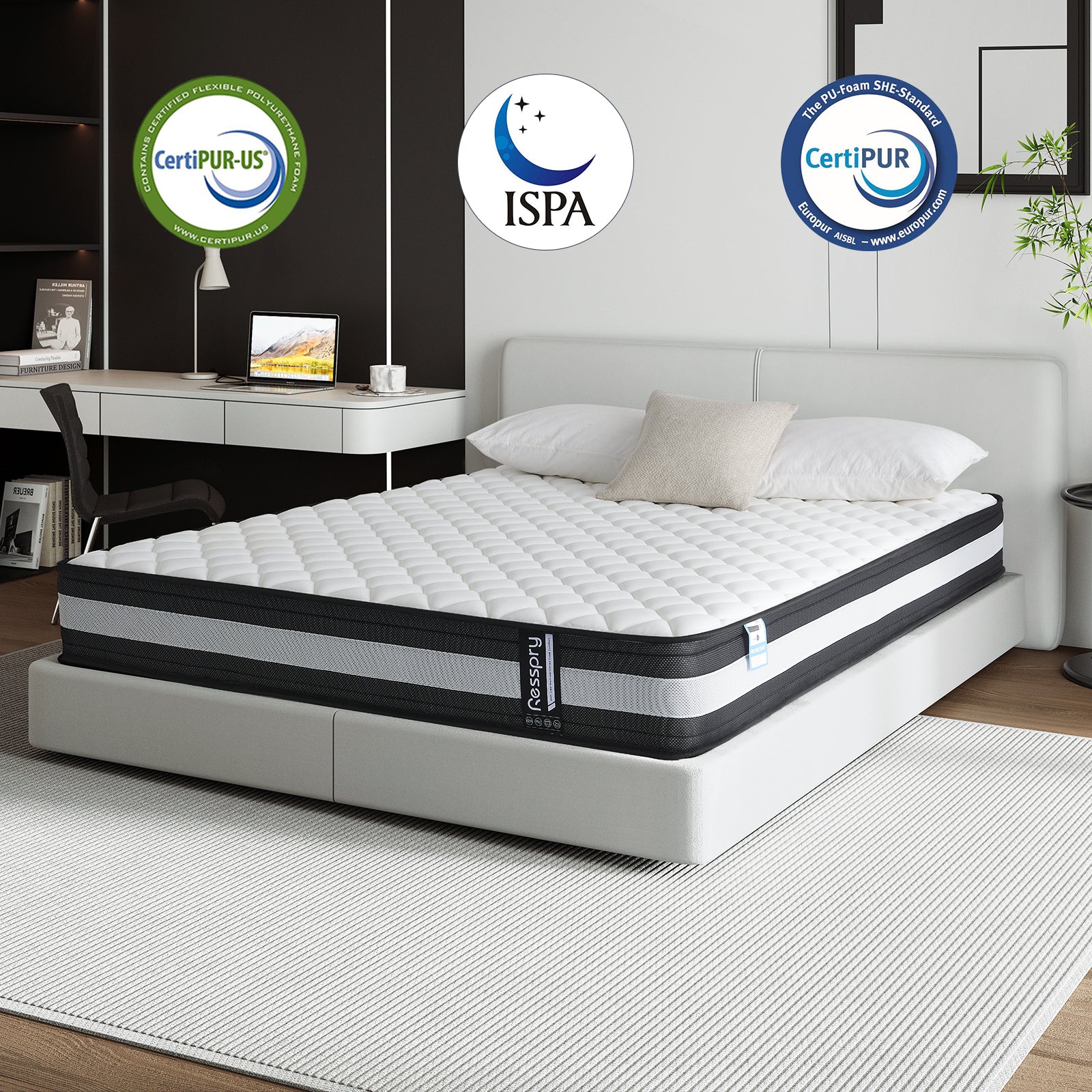 Resspry 8.7 Inch Hybrid Mattress With Breathable Memory Foam,Individually Pocket Spring